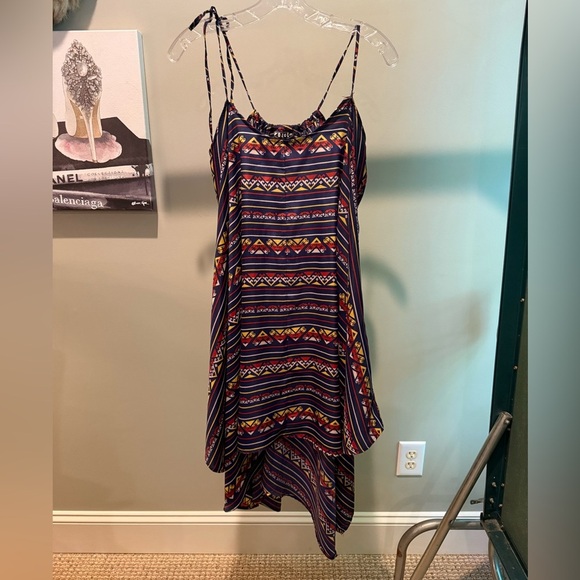 Volcom Blue/Red Peer Pressure Asymmetrical Handkerchief Hem Sundress Size Small - Picture 2 of 8